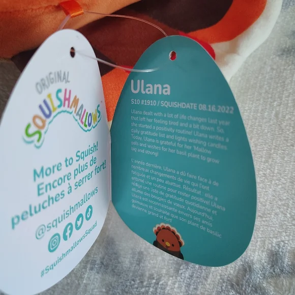 Original Squishmallows Plush Turkey Toy Ulana - Picture 9 of 9